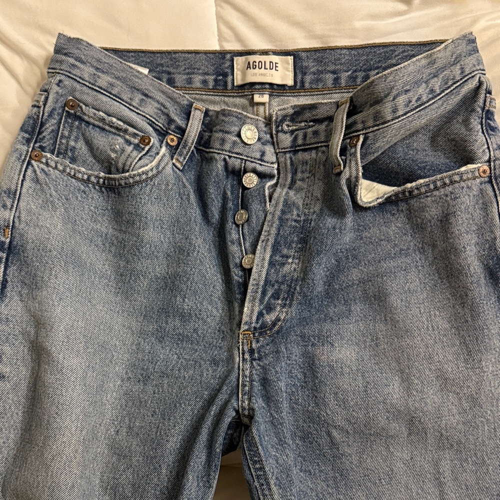 Agolde women’s Riley Light Blue Relaxed Jeans size 28